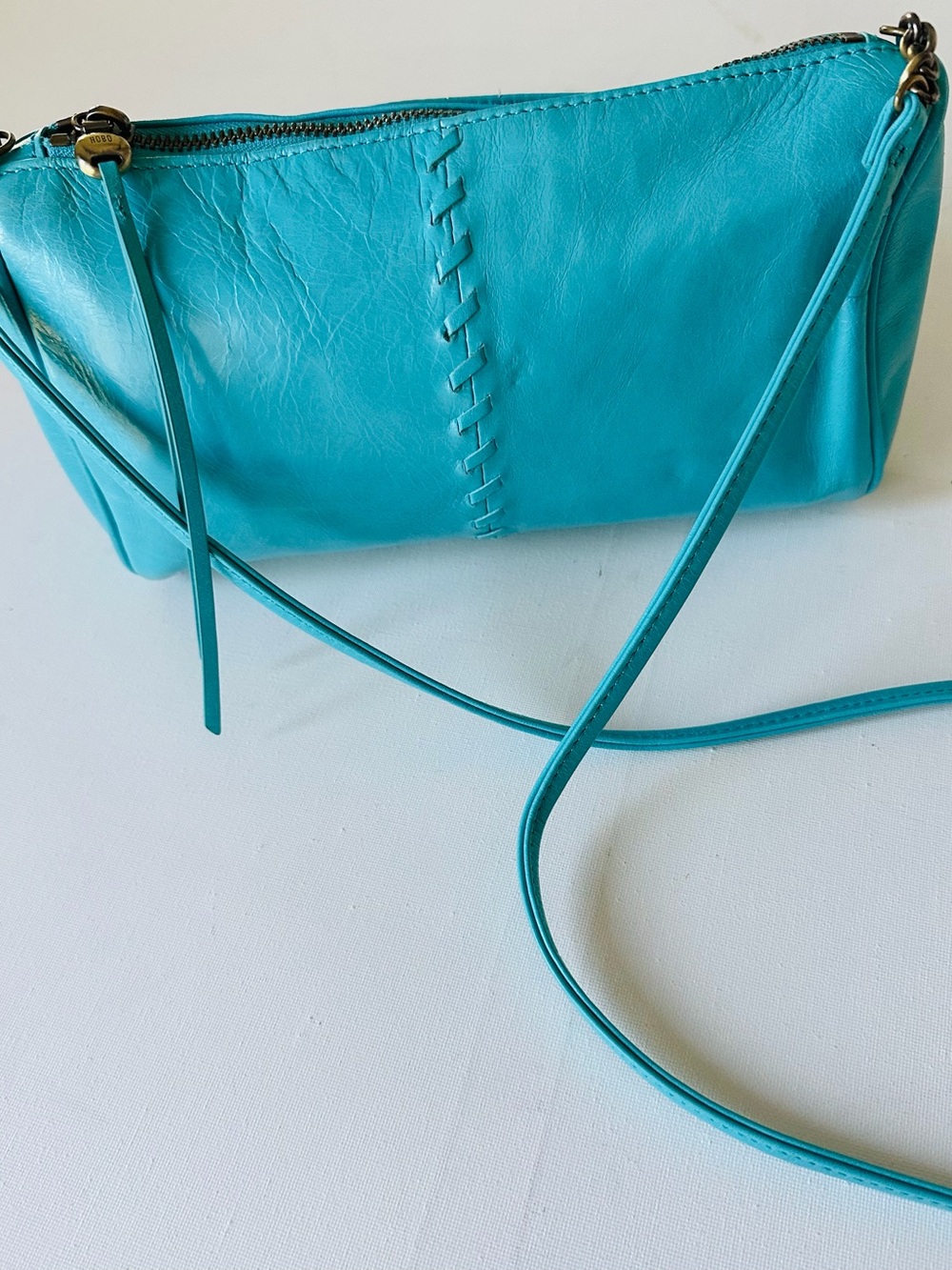 HOBO Teal Leather Hobo Bag with Detachable Strap - Picture 2 of 10